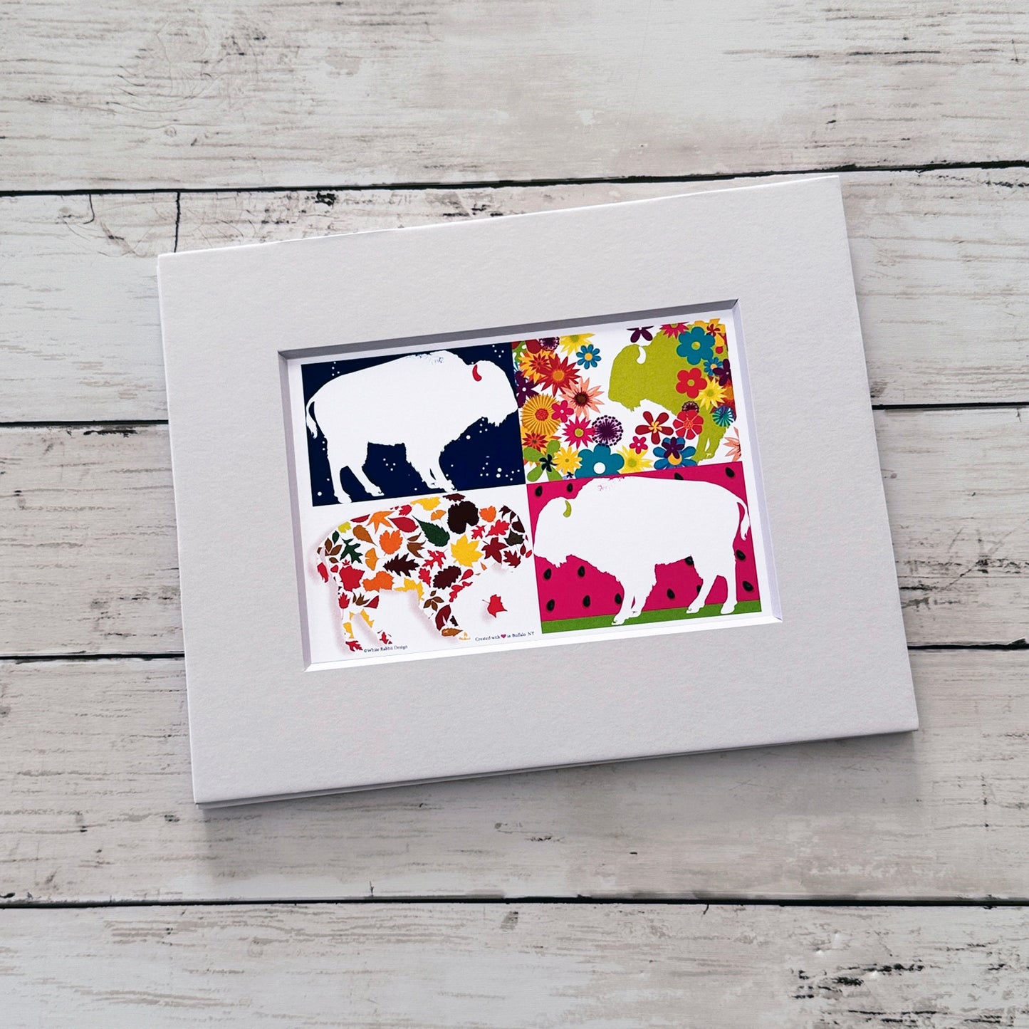 “Four Seasons of Buffalove” matted print