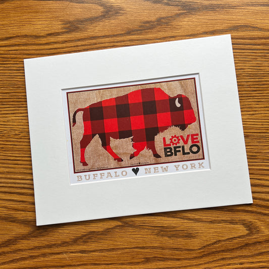 “Buffalo Plaid Bflo” matted print