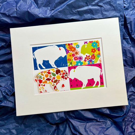 “Four Seasons of Buffalove” matted print