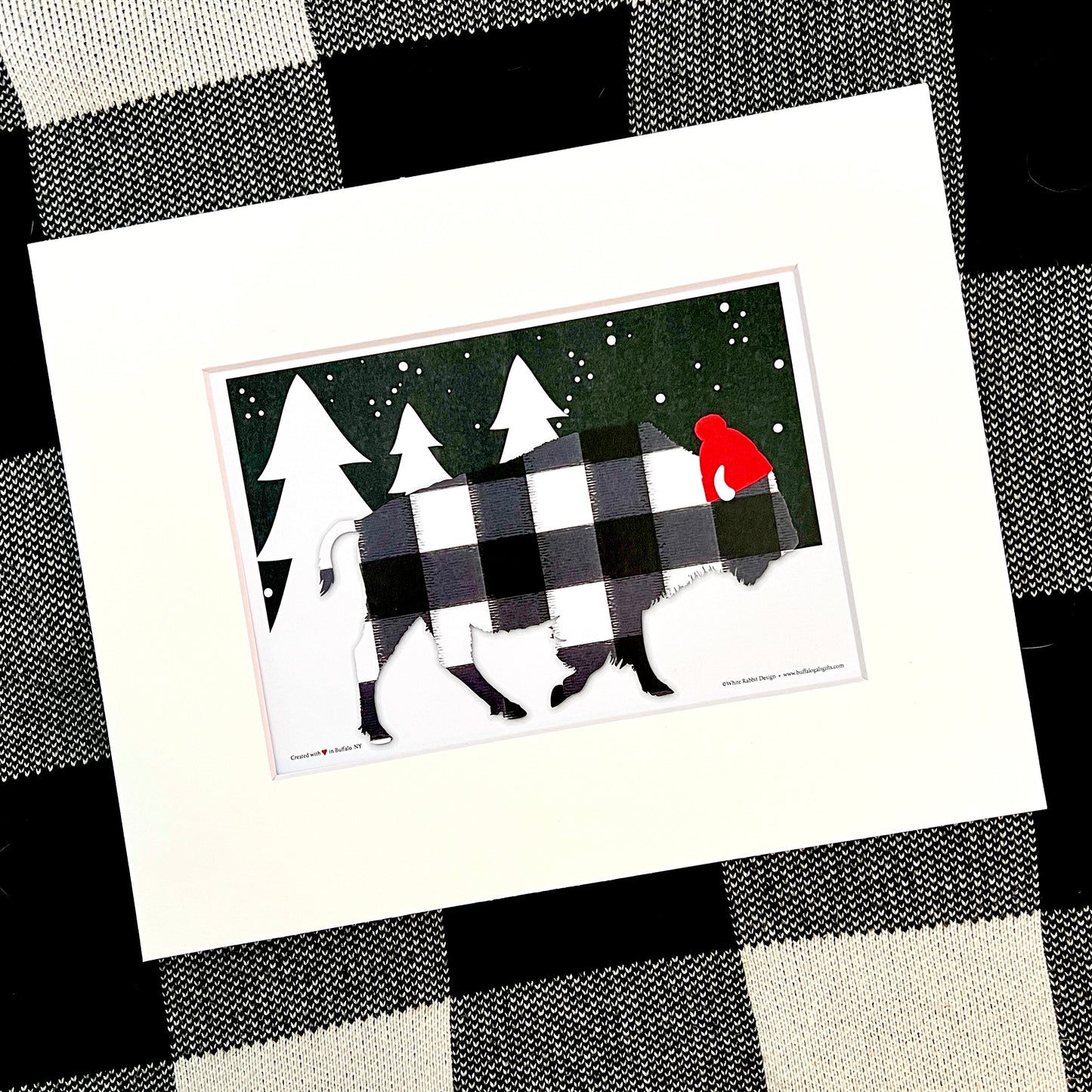 “Wintry Buffalo Plaid” matted print